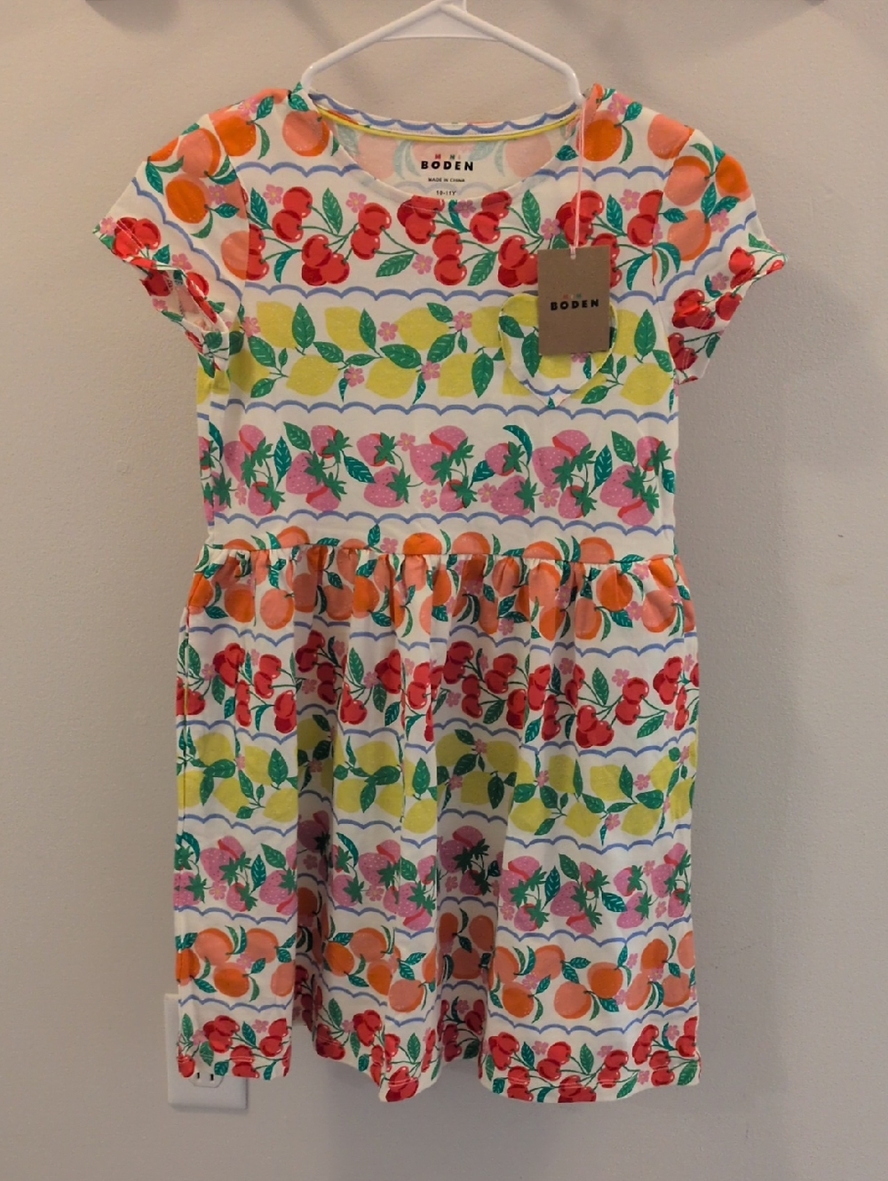 Mini Boden Dress Fruit Print Girls 10-11